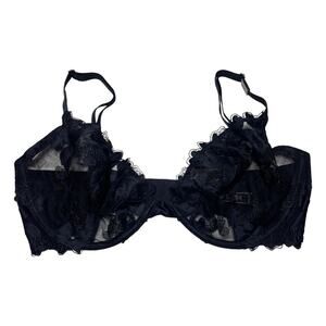 Victoria's Secret Ziggy Glam Lace Embroidered Unlined Plunge Bra Black Size 36DD